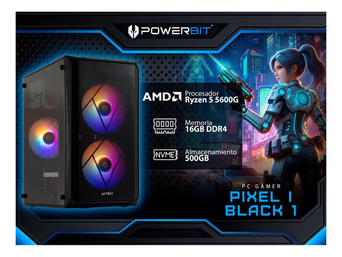 Pc Gamer Power Pixel: Amd Ryzen 5, 16gb, 500gb, W11 Prueba