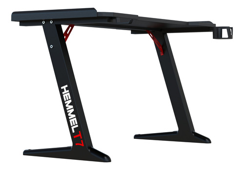 Escritorio Gamer Hemmel T7 Color Negro 120x73x60cm Luces Led Rgb Mesa Gaming Profesional Para Pc Y Consola