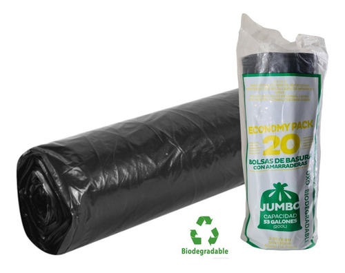 Rollo De 20 Bolsas Para Basura Biodegradable Jumbo 90x120