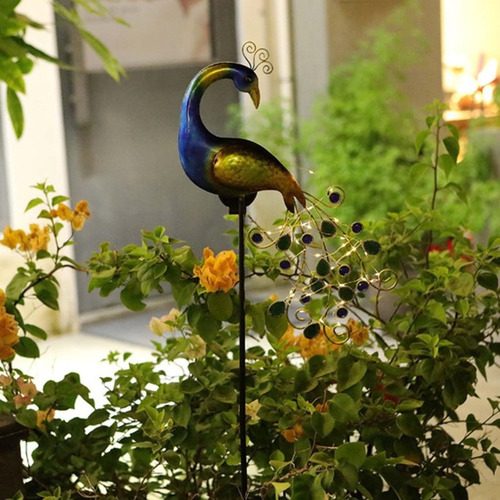Lámpara Solar De Pavo Real Para Exteriores, Lámpara Solar