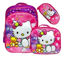 Comprar Mochila Escolar Hello Kitty Sanrio Lonchera Y Cartuchera 