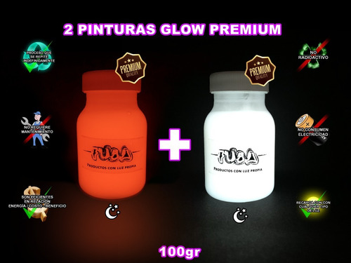 Glow In The Dark - 2 Pzas - Pintura Premium De 250gr C/u 
