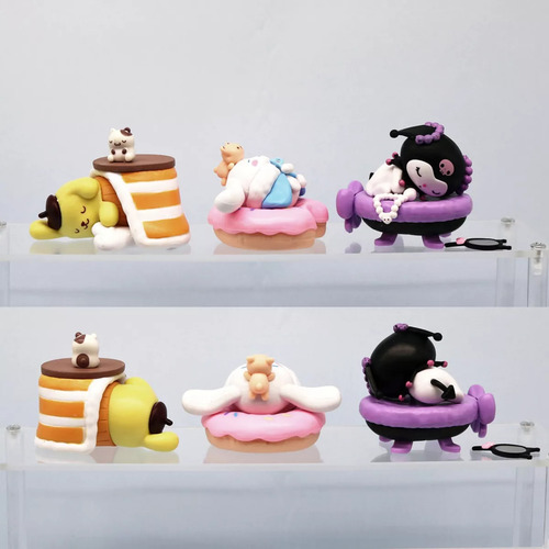 Set 6 Figuras Sanrio Sleep Safe Kuromi My Melody Twin Stars