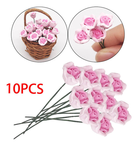 3 X 10 Piezas De Flores Rosas Artificiales Para Casa De