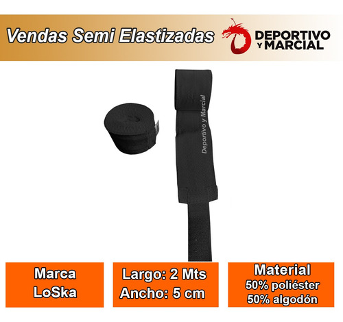 Imagen 2 de 7 de Par De Vendas Boxeo Pulgar Y Abrojo 2 Mts Artes Marciales