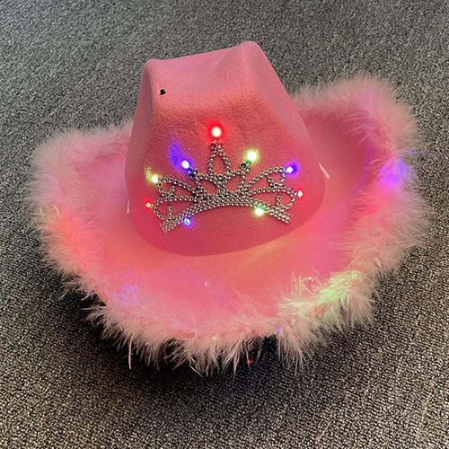 Hu Sombrero De Vaquero Rosa - Gorro De Princesa Vaquera For