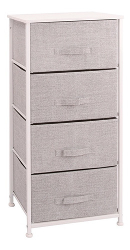 Mueble 4 Cestos Tela/acero 45x30x95cm Beige Y Gris