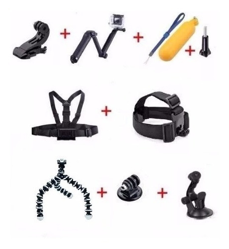 Kit Acessórios Gopro Hero Plus 4 5 6 7 Black Sjcam Xiaomi