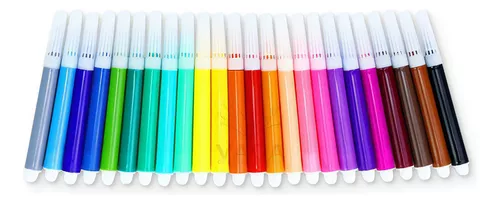 24 Mini Plumones Con Estuche Colores Niños