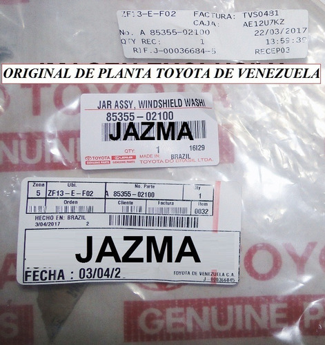 Envase Limpiaparabrisa Corolla Gli 2009 2014 Original Toyota