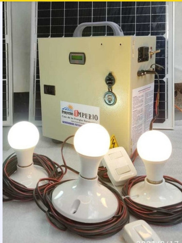 Imagen 6 de 10 de Kit Planta Solar Panel Fv-60 Usb, Bombillos Led 12v Inversor