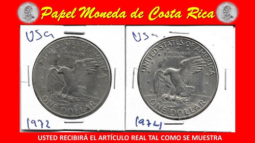 Sett Monedas Un Dolar Eisenhower 1972 Y 1974 Ceca D