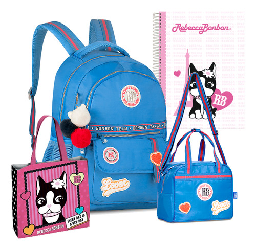 Kit Rebecca Bonbon Menina Mochila Lancheira Térmica Squeeze