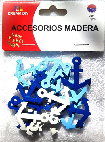 Cuentas Madera Ancla 3 Cm Aprox. 90 Piezas 5(bolsas)