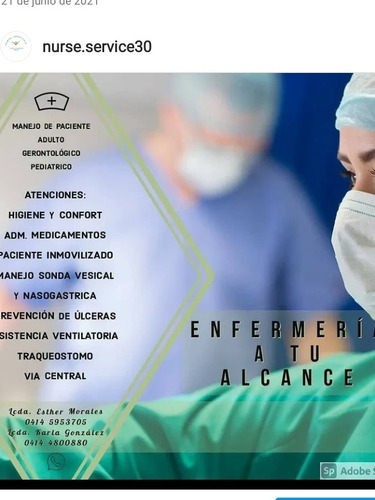 Imagen 1 de 1 de Enfermeras A Domicilio 100% Profesionales