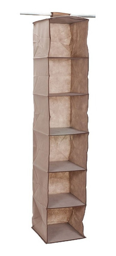 Organizador De Tela Colgante 6 Estantes Beige 27x29x122 Cm