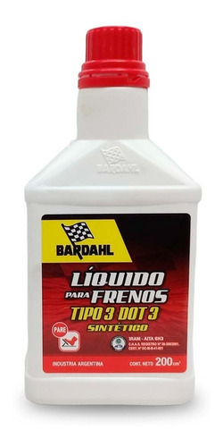 Líquido Para Frenos Tipo 3 Dot 3 Sintético 200 Cm3 Bardahl
