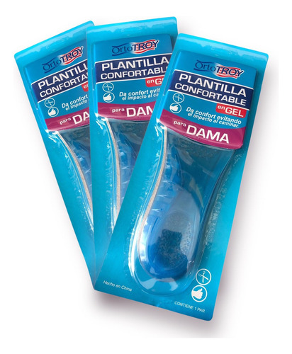 Plantilla Confortable En Gel Para Dama -troy- Unitalla Azul Acero