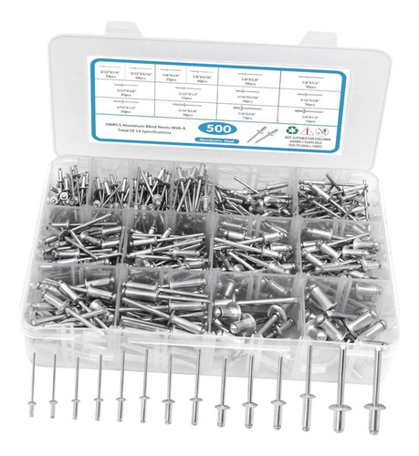 500pcs Remaches Ciegos, Conjunto De Remaches 3/32 Plata