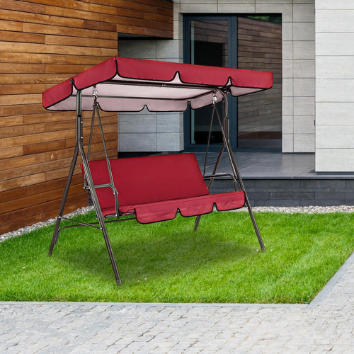 Juego De Cubierta De Dosel Para Columpio De Patio Funda Rojo