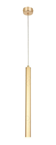 Luminária Pendente Led 5w Tubo Cilindro Dourado 40cm 3000k