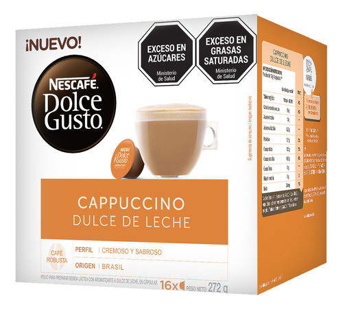 Capsulas de cafe Nescafe Dolce Gusto cappuccino dulce de leche X 16