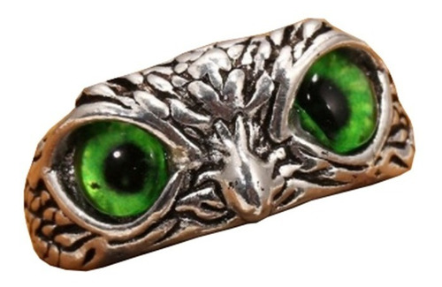 Anillo Búho Vintage Para Hombres Y Mujeres Ajustable Verde