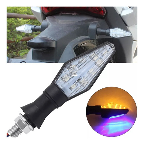 4pz Direccionales Led Moto Bicolor Secuencial Alto Brillo D1