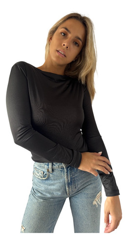 Remera Manga Larga Espalda Descubierta Lycra Mujer - Comfy