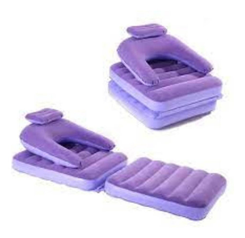 Sofá Cama Inflável 2 Em 1 150kg Multifuncional Roxo Cor Azul