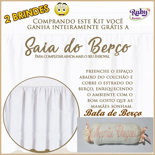 Imagem 3 de 3 de Kit Berço Padrão Essencial Salmão Sem Mosquiteiro 9pç+ Saia
