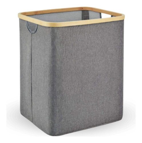 Cesta Ropa Sucia Canasto Plegable Gris Borde Bambu