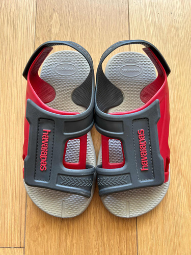 Havaianas Kids Move Nro 33-34 Con Velcro Gris Rojo Poco Uso!