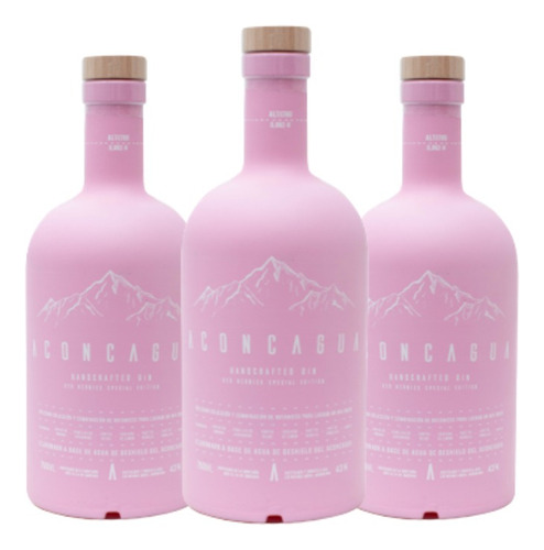 Gin Aconcagua Rosa 8 Botánicos Red Berries Pack X3 U 750ml