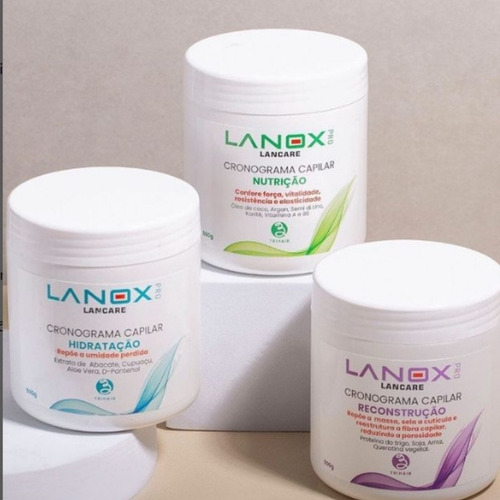 Máscara Reconstrução E Hidratação Cronograma Lanox 500g Trihair Cronograma Capilar Nutrição