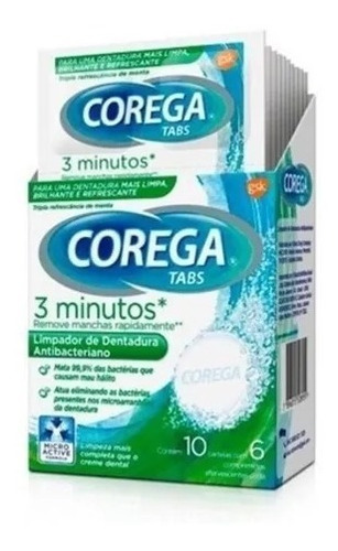 Corega Tabs 3 Minutos Limpeza De Dentaduras C/60 - 24h
