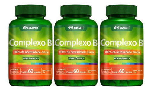 Kit Herbamed Complexo B 3 Potes 60 Cápsulas Cada