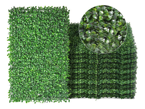Tapete Follaje Artificial Jardín Vertical 40x60cm X 10 Unds Color De La Estructura Verde