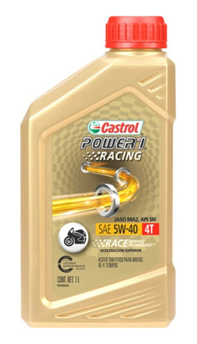 Aceite Castrol Power 1 Racing 4t 5w 40 Moto Sintetico 1 L