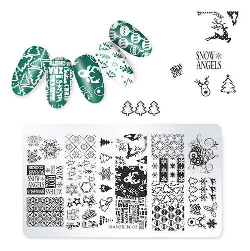 5 Plantillas De Sellos Navideños Para Decoración De Uñas, Pl
