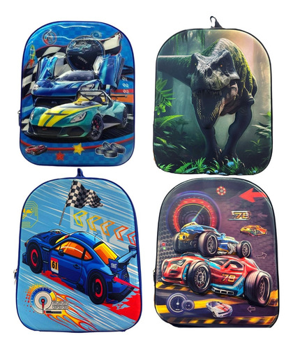 4 Mochilas Infantil Creche Escola Bichinho Fofa Atacado Cor Azul Desenho Do Tecido Masculino