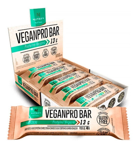 Veganpro Bar 40g Cacau Cx C/ 10und Nutrify