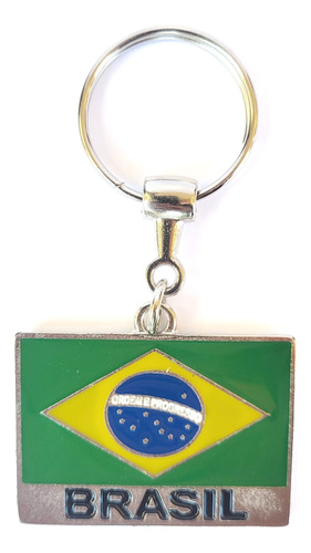 Chaveiro Bandeira Do Brasil Em Metal 4x3cm Lindo Souvenir