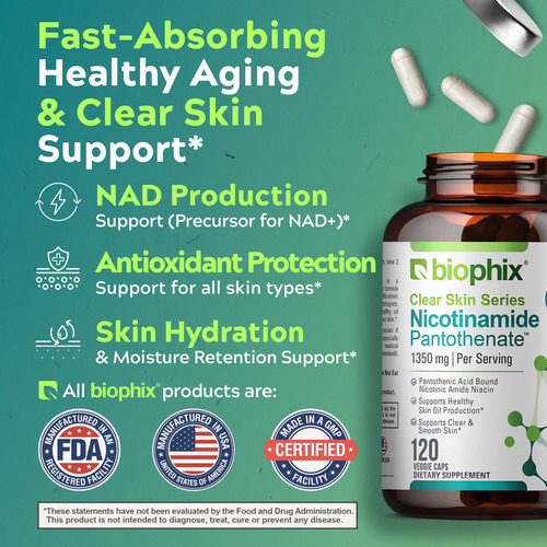 Biophix B-3 Nicotinamida 1350 Mg 120 Cápsulas