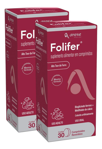 Folifer Kit C/ 2 Caixas De 30 Comprimidos Cada Sem Sabor