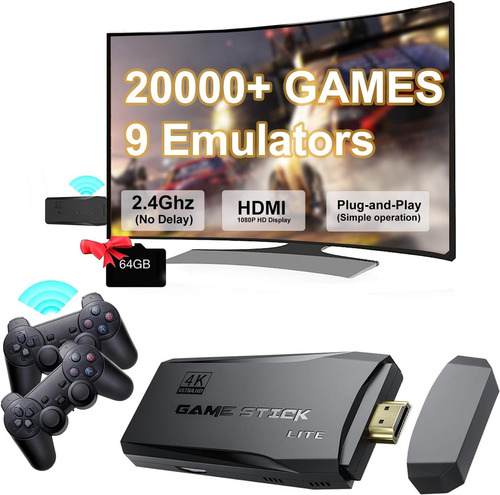Consola De Juegos 64g, Salida Hdmi Tv Videojuegos Negro