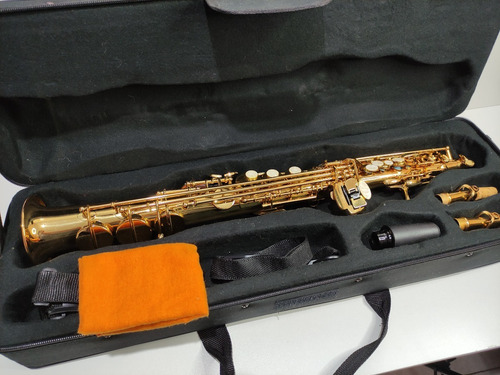 Saxofone Wing Sib Reto Soprano Dourado Novíssimo
