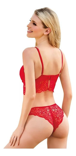 Brasier Y Panty Color Rojo Cordinado Encaje Secret 810-18