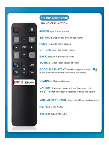 Control Remoto Para Tcl Android Smart Tv Capacidades De Voz