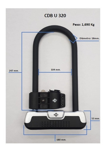 Imagen 3 de 4 de Traba U Máxima Seguridad Bulit
